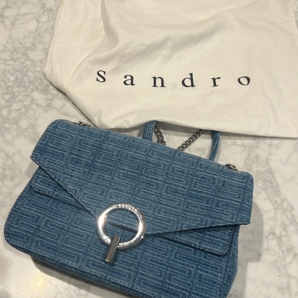 Sandro Blue Denim Shoulder/Crossbody Bag - Picture 11 of 11